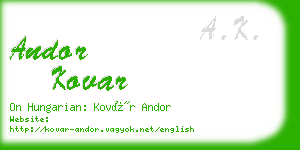 andor kovar business card